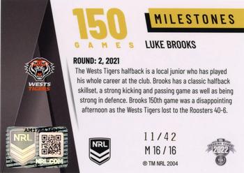 2022 NRL Elite - Case Card - Milestones #M16 Luke Brooks Back